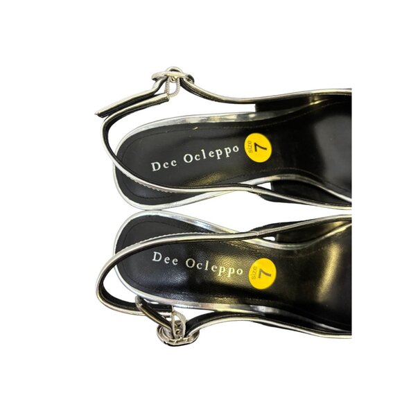 Dee Ocleppo Silver Slingback Pumps With Bow Detail Heels - Picture 9 of 10